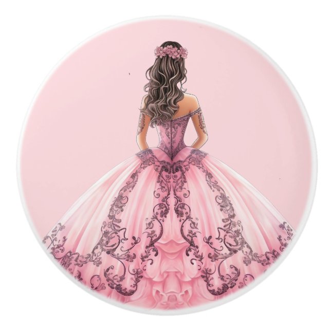 Rosa prinsessa flickas keramiska handtag (Framsidan)