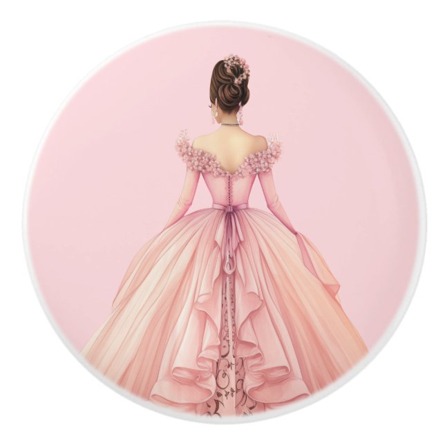 Rosa prinsessa flickas keramiska handtag (Framsidan)