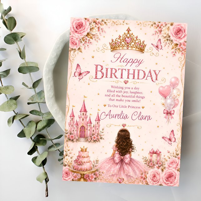 Rosa prinsessa födelsedagsgratulation kort (Skapare uppladdad)