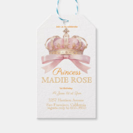 Rosa Prinsessa Krona Sagolik Födelsedag Presentetikett