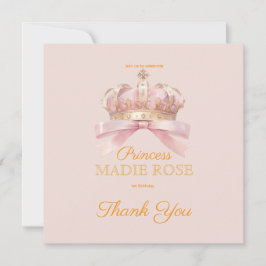 Rosa Prinsessa Krona Sagolikt Födelsedag Tack Kort