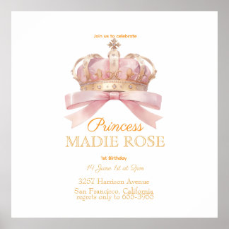 Rosa Prinsessa Krona Sagolikt Födelsedagsfirande Poster