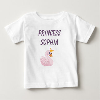 Rosa prinsessa svan på vit namn t shirt