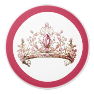 Rosa prinsessa tiara kvinnlig keramisk knopp