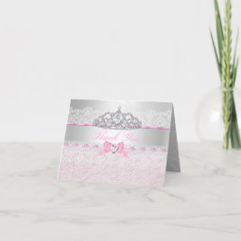 Rosa prinsessa tiara & spets tackkort
