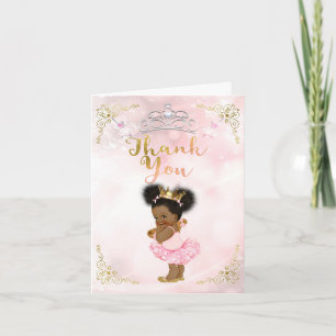 Rosa prinsessa vintage etniskt tack babyflicka kort