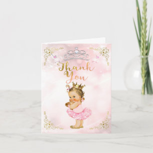 Rosa prinsessa vintage tack tack babyflicka ljus kort