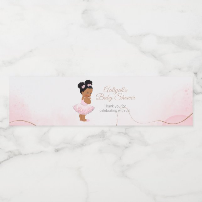 Rosa prinsessan ballerina babydusch vattenflaskor etikett (Singel etikett)