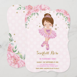 Rosa Prinsessan Ballerina Birthday Inbjudan Tutu P