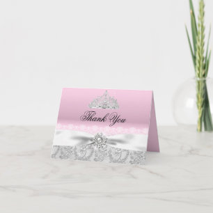 Rosa Prinsessan Tiara & Bow - tack, ditt kort