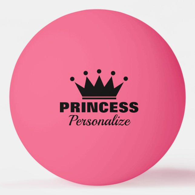 Rosa prinsesskrona bordtennis pingisboll (Framsidan)