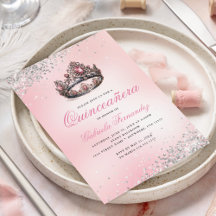 Rosa prinsesskrona Quinceañera 15-årsdag