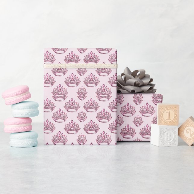 Rosa prinsesskrona sagoprinsessa  födelsedagsflick presentpapper (Baby Shower)