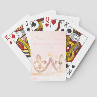 Rosa prinsesskrona Sweet Sixteen festfavor spel Casinokort