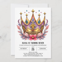 Rosa Printable Princess Krona Birthday