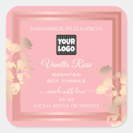 Rosa produktförpackningsetiketter Ro Guld Ram Logo Fyrkantigt Klistermärke