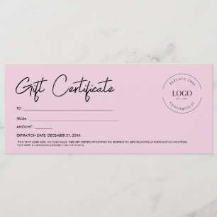 Rosa professionell anpassad logotyp presentkort inbjudningar