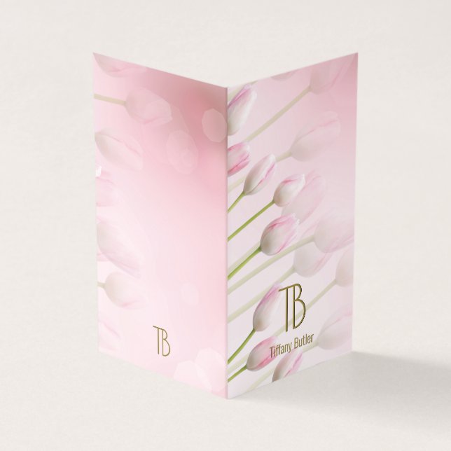 Rosa Professionell Elegant Monogram Affärskort Visitkort (Utsida)