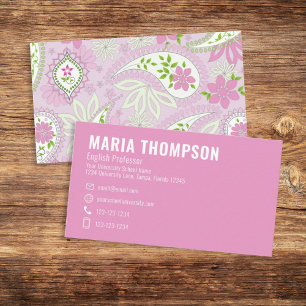 Rosa Professionell Paisley Mönster Anpassningsbar Visitkort