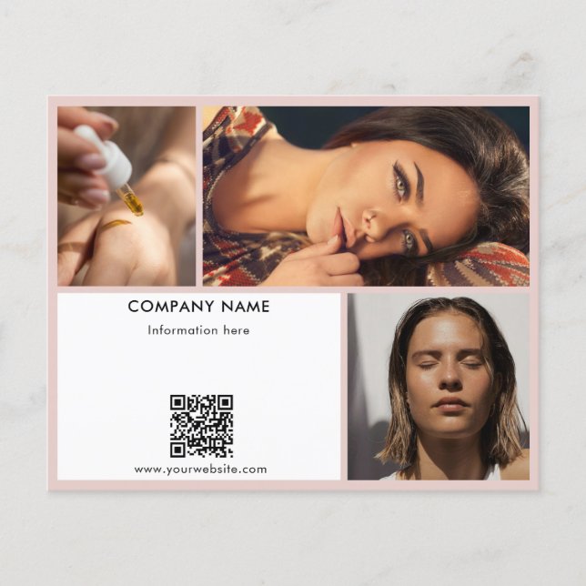  Rosa Promotional Beauty Salon Photos QR Code Flygblad (Framsidan)