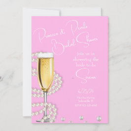 Rosa Prosecco and Pearls Möhippa Inbjudningar