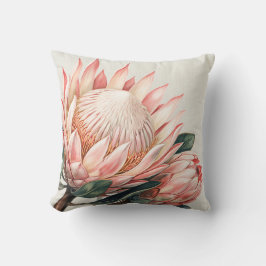 Rosa Protea Akvarell Romantisk Blomma Kudde