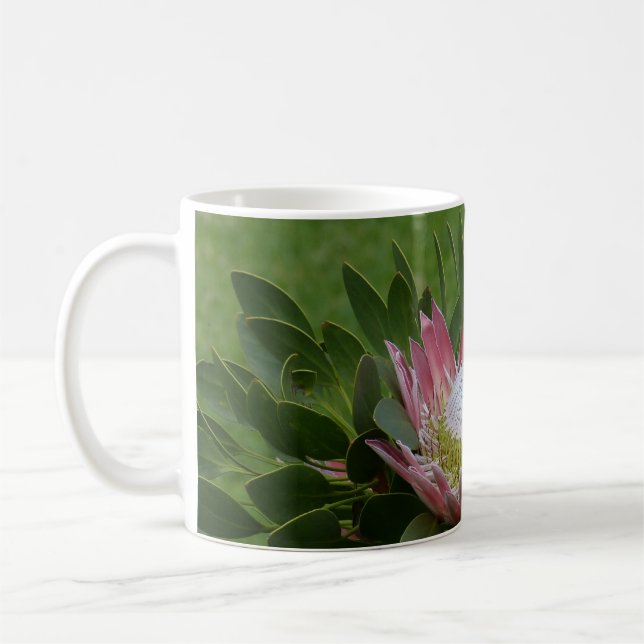 Rosa Protea Blomma Kaffemugg (Vänster)