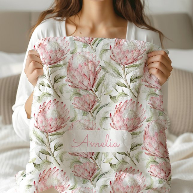 Rosa Protea Blommigt Girls Anpassningsbar Fleece B (Skapare uppladdad)