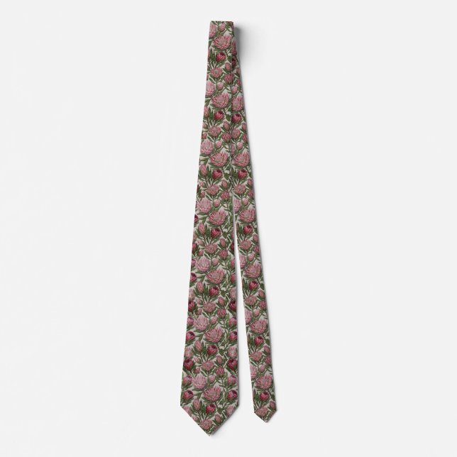 Rosa Protea Broderi Blommönster Slips (Framsida)