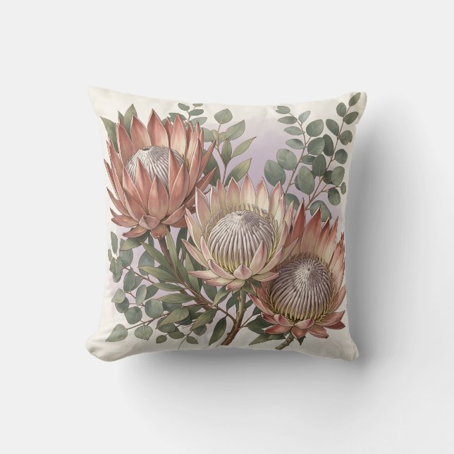Rosa Protea Eukalyptus Botaniskt arrangemang  Kudde (Framsida)