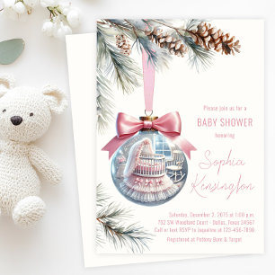 Rosa Prydnads Baby Shower Inbjudningar