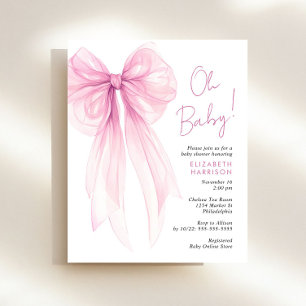 Rosa Prydnadsbåge Babyflicka Bebis-bad Invitation
