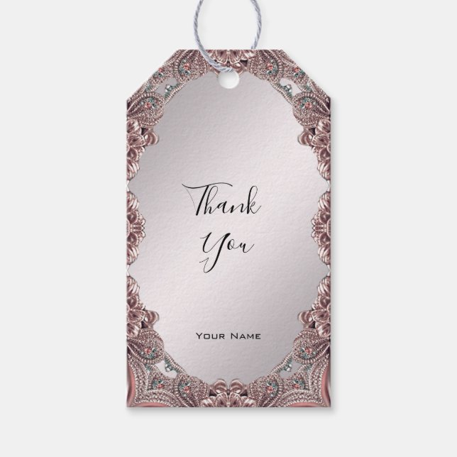 Rosa prydnadspresentkort presentetikett (Framsidan)