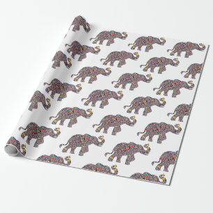 Rosa Psychedelic Cheetah Elephant Presentpapper
