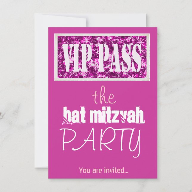 Rosa Pub Mitzvah Bat mitzvah VIP party Inbjudningar (Framsida)