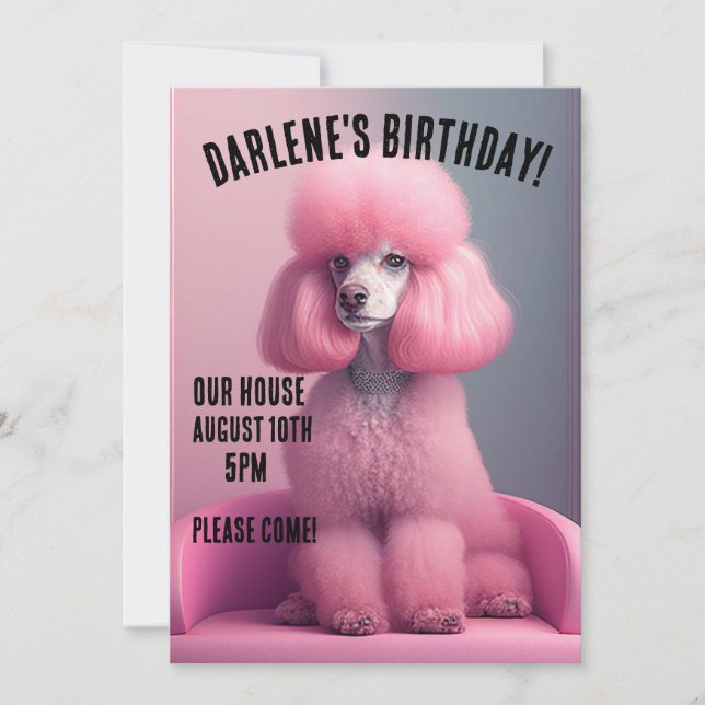ROSA PUDEL BIRTHDAY ANPASSNINGSBAR PARTY:s inbjudn Inbjudningar (Framsida)