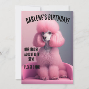 ROSA PUDEL BIRTHDAY ANPASSNINGSBAR PARTY:s inbjudn Inbjudningar