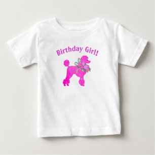 Rosa Pudel Birthday Girl Personlig T-Shirt