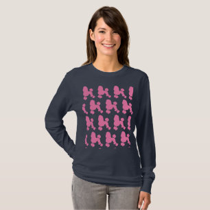 Rosa Pudel flottan Upprepa Långärmad Kvinnor T Shi Shirt