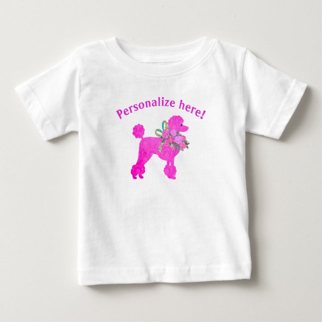 Rosa Pudel Födelsedags Tjej Personlig T-Shirt (Framsida)