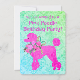 Rosa Pudel Girls Birthday Sample Call Inbjudningar