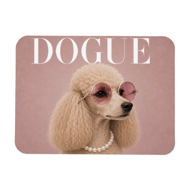 Rosa Pudel Hund Covergirl Magnet (Horisontell)