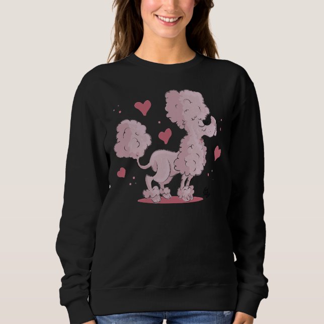 Rosa Pudel Kärlek T Shirt (Framsida)