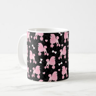 Rosa Pudel och Bows Mönster Black Kaffemugg