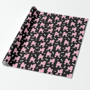 Rosa Pudel och Bows Mönster Black Presentpapper