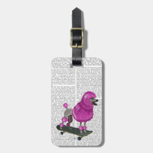 Rosa Pudel och Skateboard Bagagebricka