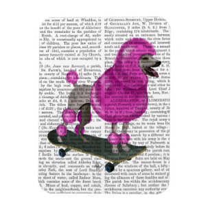 Rosa Pudel och Skateboard Magnet