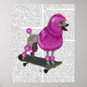 Rosa Pudel och Skateboard Poster