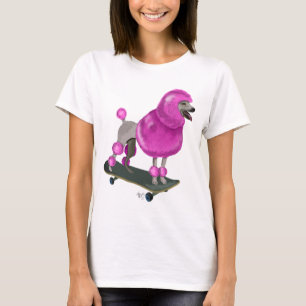 Rosa Pudel och Skateboard T Shirt