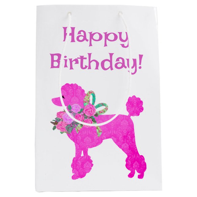 Rosa Pudel Party Personlig Gift Bag (Framsidan)